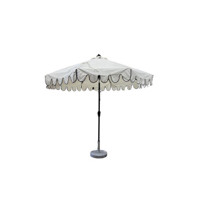 Rental store for Scallop Umbrella - Ivory w black trim in Monterey CA